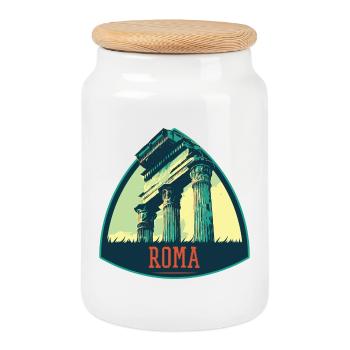 Illustration antiker Ruinen in Rom - Keksdose mit Holzdeckel - Weiß - Vorne