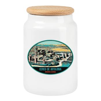 Château d'El Cerco: Éclat Navarrais, Espagne - Boîte à biscuits avec couvercle en bois - blanc - Devant