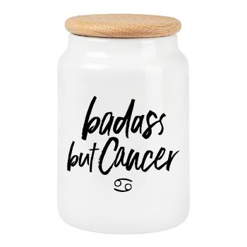Astro Badass but Cancer - Keksdose mit Holzdeckel - Weiß - Vorne