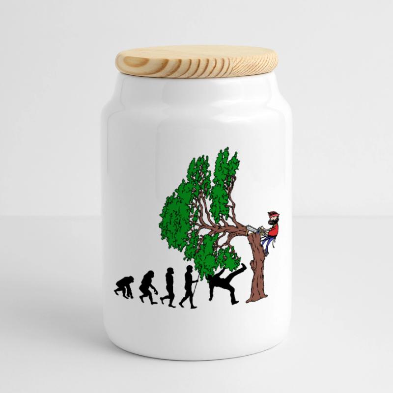 Tree Evolution Bois Bûcheron Forêt de bûcherons Boîte à biscuits avec couvercle en bois