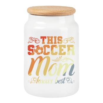 Maman de football - Boîte à biscuits avec couvercle en bois - blanc - Devant