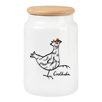 RIKELS Cool-Huhn - Keksdose mit Holzdeckel - Weiß - Vorne