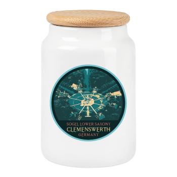 Illustration Clemenswerth Castle, Germany - Cookie Jar with Wooden Lid - white - Front