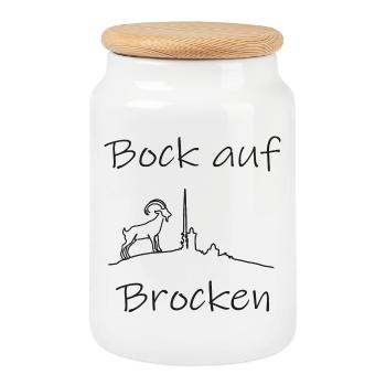 Bock auf Brocken - Harz Brocken Wandern - Keksdose mit Holzdeckel - Weiß - Vorne