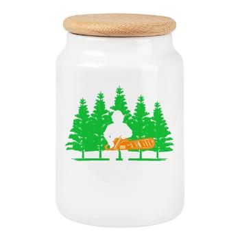 Foresterie bûcheron déclaration tronçonneuse arbre bois - Boîte à biscuits avec couvercle en bois - blanc - Devant