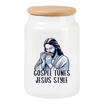 Mélodies gospel à la manière de Jésus - Boîte à biscuits avec couvercle en bois - blanc - Devant