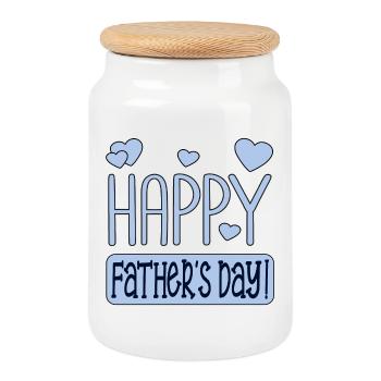 HAPPY FATHERS DAY QUOTE DAD - Cookie Jar with Wooden Lid - white - Front