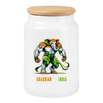 Inde Drapeaux nationaux des éléphants - Boîte à biscuits avec couvercle en bois - blanc - Devant