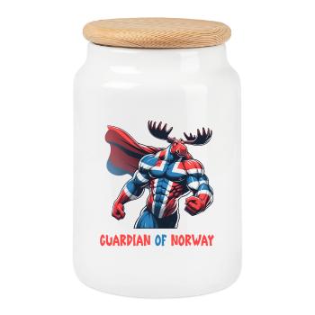 Guardians of Norway Elk - Cookie Jar with Wooden Lid - white - Front