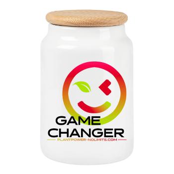 GAME CHANGER | Plant Power - No Limits - Cookie Jar with Wooden Lid - white - Front