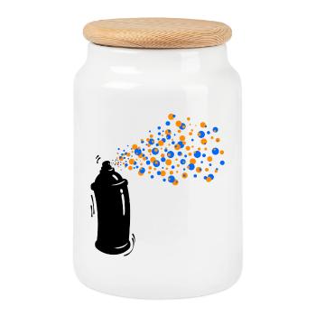 Wildstyle Sprayer Graffti Spray Can Street Art - Cookie Jar with Wooden Lid - white - Front