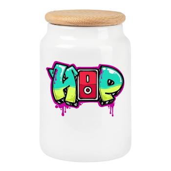 Strassenkunst Graffiti Spraydose Kunst Spruch - Keksdose mit Holzdeckel - Weiß - Vorne