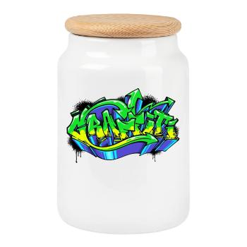 Graffiti Kunst Strassenkunst Zeichnen Illustration - Keksdose mit Holzdeckel - Weiß - Vorne