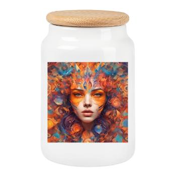 Portrait des Fleurs de Feu - Boîte à biscuits avec couvercle en bois - blanc - Devant