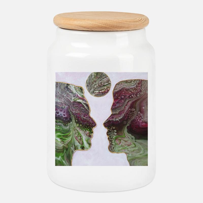 Together - Cookie Jar with Wooden Lid - white