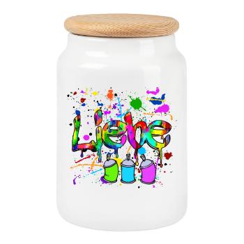 Zeichnen Spruch Spraydose Sprayer Graffiti Kunst - Keksdose mit Holzdeckel - Weiß - Vorne