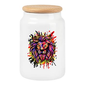 Lion Graffiti Kunst Strassenkunst Wildstyle - Keksdose mit Holzdeckel - Weiß - Vorne