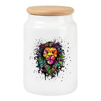 Löwe Zeichnen Illustration Graffiti Strassenkunst - Keksdose mit Holzdeckel - Weiß - Vorne