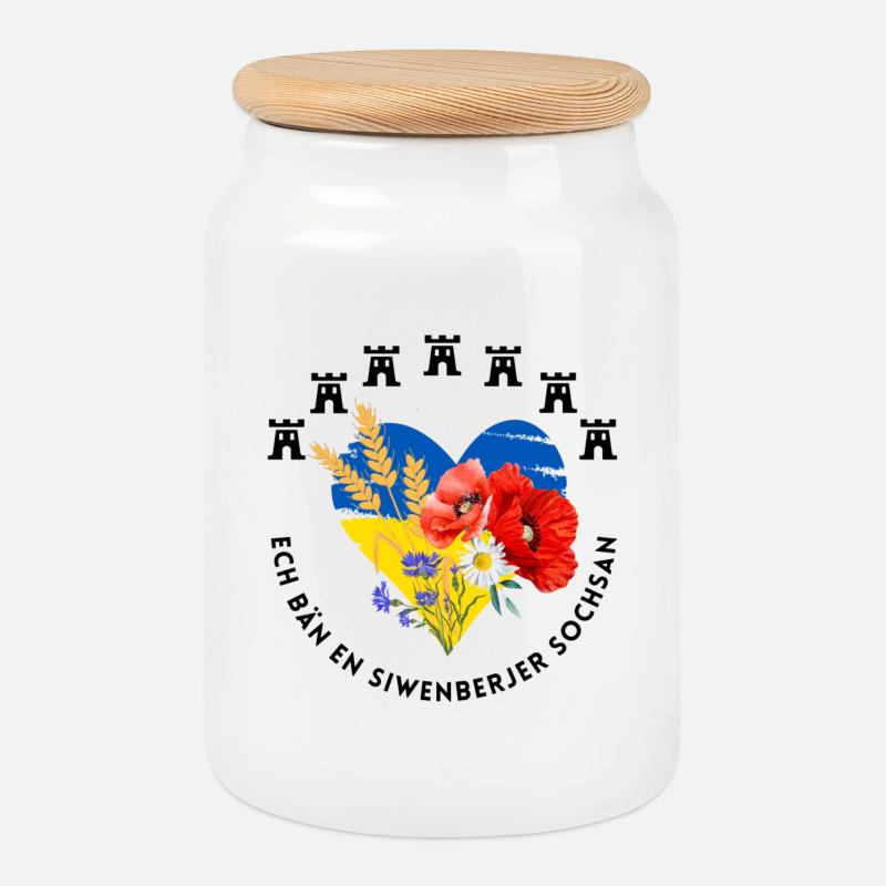 Siebenbürger Sächsinnen - Sochsan - florales Desig - Keksdose mit Holzdeckel - Weiß