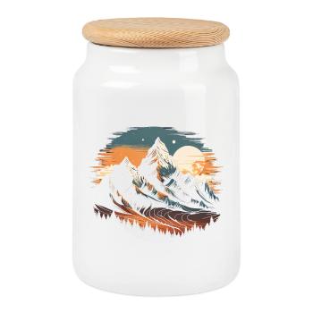 Berg T-Shirt, Abenteuer T-Shirt, Natur Liebhaber - Keksdose mit Holzdeckel - Weiß - Vorne