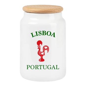 PORTUGAL Lissabon Lisboa Lisbon - Cookie Jar with Wooden Lid - white - Front