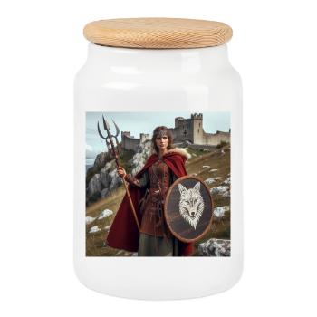 Guerrier viking - Boîte à biscuits avec couvercle en bois - blanc - Devant