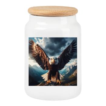 Majestic Eagle - Cookie Jar with Wooden Lid - white - Front