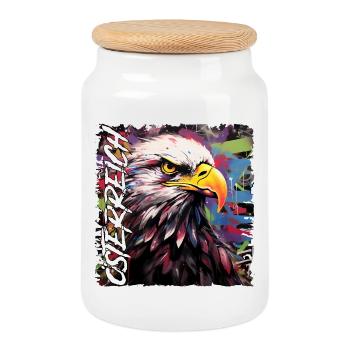 Österreich Design mit Adler für Österreicher - Keksdose mit Holzdeckel - Weiß - Vorne