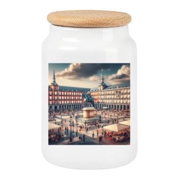 Plaza Mayor in Madrid - Keksdose mit Holzdeckel - Weiß - Vorne