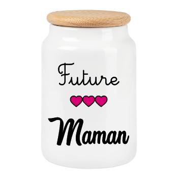 MOM-TO-BE - Cookie Jar with Wooden Lid - white - Front