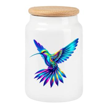 Colibri - Boîte à biscuits avec couvercle en bois - blanc - Devant