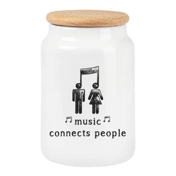 Music Connects People Minimal Statement - Cookie Jar with Wooden Lid - white - Front
