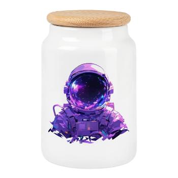 Astronauten-Helm - Keksdose mit Holzdeckel - Weiß - Vorne