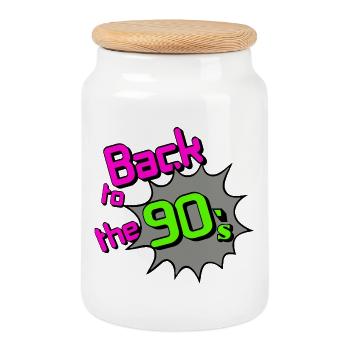 90s Party , Theme Party , 90s back to the 90 (25 - Cookie Jar with Wooden Lid - white - Front