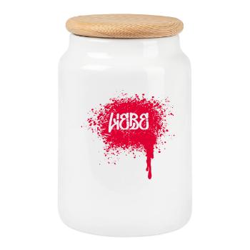Street Art Sprayer Graffiti Spray Can Drawing - Cookie Jar with Wooden Lid - white - Front