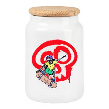 Zeichnen Illustration Tattoo Graffiti Street Art - Keksdose mit Holzdeckel - Weiß - Vorne