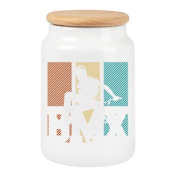 BMX Jump Neon Panels - Cookie Jar with Wooden Lid - white - Front