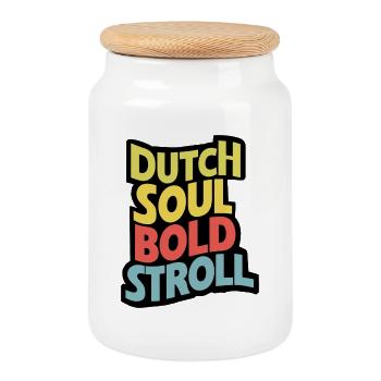 Dutch Soul Bold Stroll Ein lebendiges Design - Keksdose mit Holzdeckel - Weiß - Vorne
