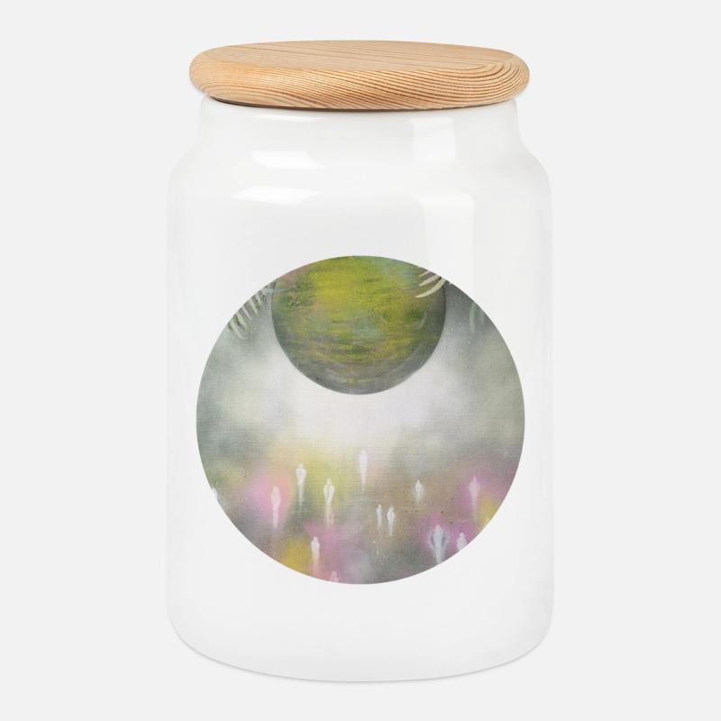 Into the light - Cookie Jar with Wooden Lid - white