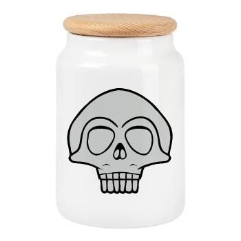 Conception de crâne gris - Boîte à biscuits avec couvercle en bois - blanc - Devant