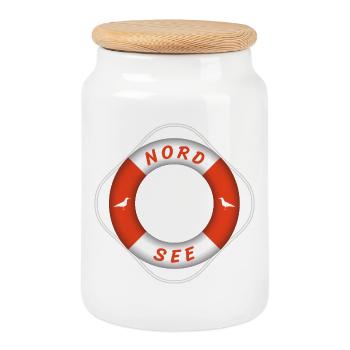 North Sea Lifebuoy Seagulls Holiday - Cookie Jar with Wooden Lid - white - Front
