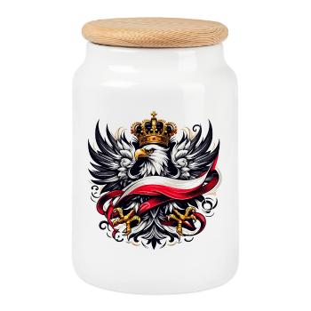 Pologne Polska drapeau polonais drapeau cadeau - Boîte à biscuits avec couvercle en bois - blanc - Devant
