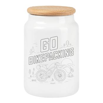 Adventure Cycling Go Bikepacking - Cookie Jar with Wooden Lid - white - Front