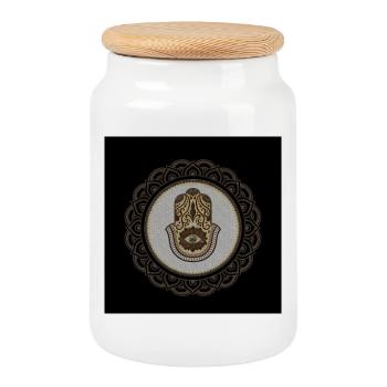 Elegante Schinkenhand - Keksdose mit Holzdeckel - Weiß - Vorne