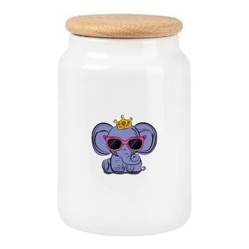 Sunglasses on an Elephant: The Coolest Safari Style - Cookie Jar with Wooden Lid - white - Front