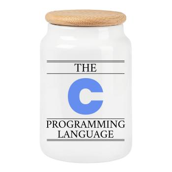 The C Programming Language - Cookie Jar with Wooden Lid - white - Front