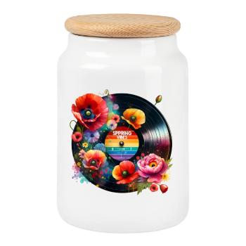 Spring Vibes - Keksdose mit Holzdeckel - Weiß - Vorne