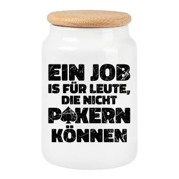 Poker Casino Card Game Poker Statement Gambling - Cookie Jar with Wooden Lid - white - Front