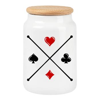 Poker Jeu de cartes Jeux de casino Poker - Boîte à biscuits avec couvercle en bois - blanc - Devant