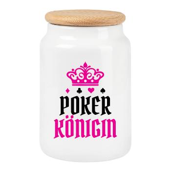 Casino Royal Flush Poker Statement Queen - Cookie Jar with Wooden Lid - white - Front